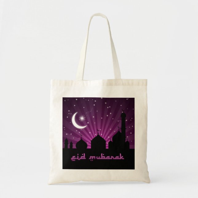 Tote Mesquita Eid Noite Púrpura - Bolsa de Orçamento (Frente)