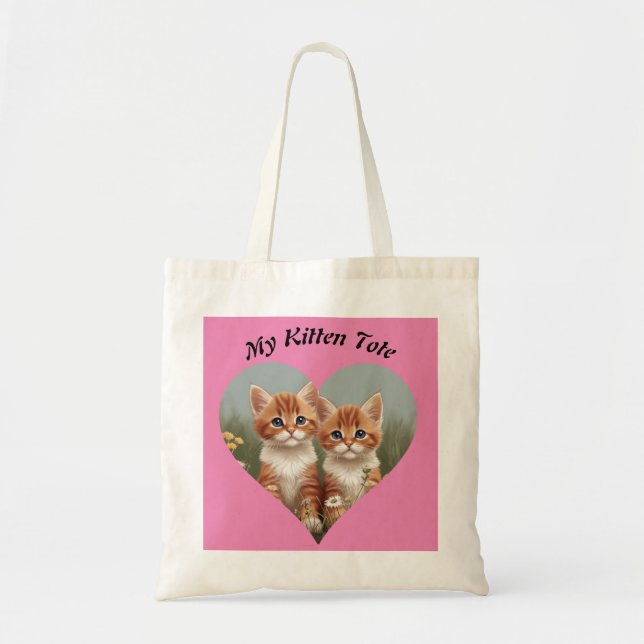 Tote Meu Bolsa de Gatinho Cute Personalizar Nome (Frente)