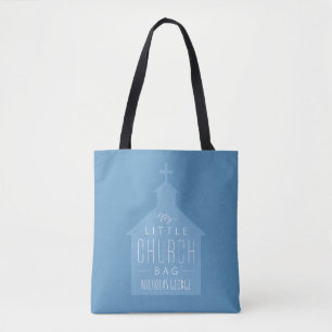 Tote Minha pequena sacola de igreja, um bolsa azul, fof