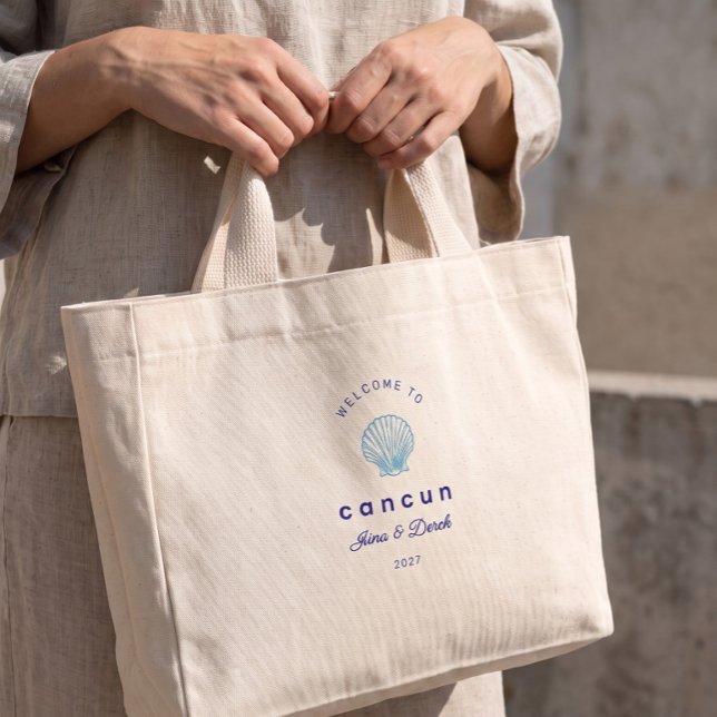 Tote Mini Bem-vindo à Bolsa de Boas-Vindas de Casamento Azul (Criador carregado)