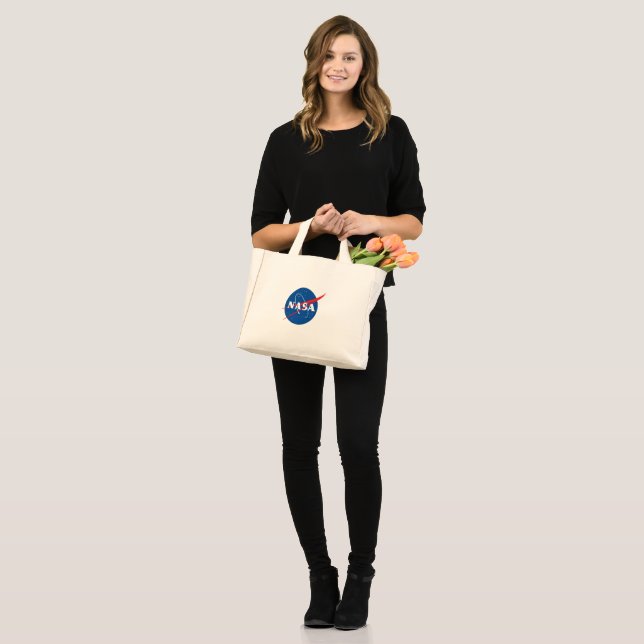 Tote Mini Bolsa de Algodão da NASA Icônica (Pluto Cream) (Frente (modelo))