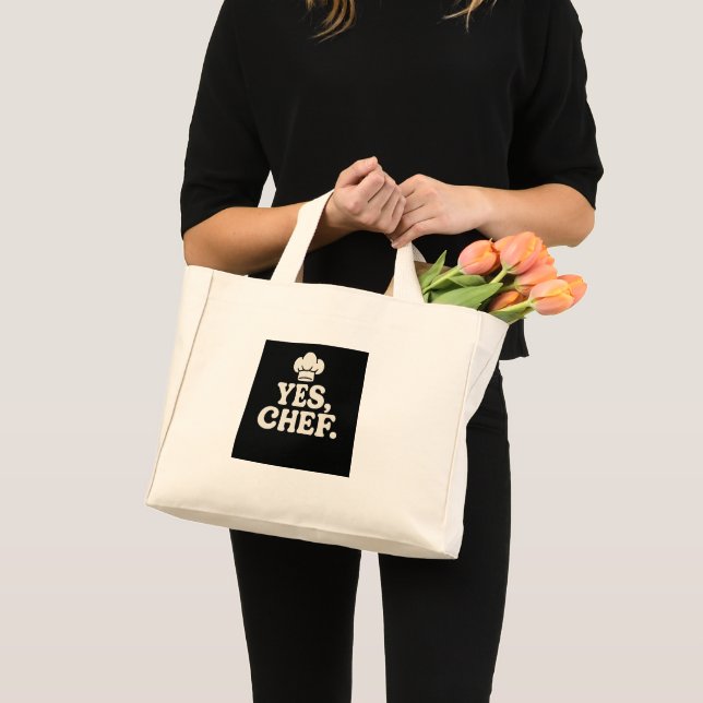 Tote Mini Bolsa de Compras com Citação YES CHEF para Cozinha (Frente (produto))