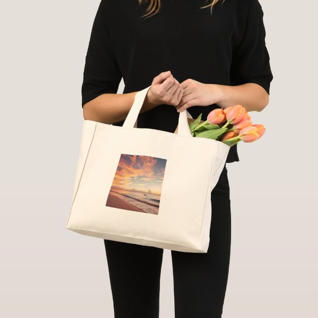 Tote Mini Bolsa de Praia Pôr do Sol Tropical (Frente (produto))
