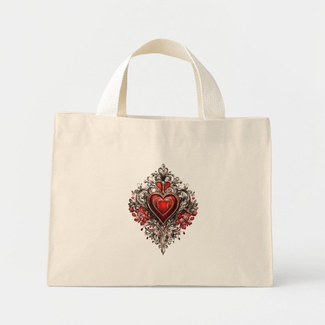 Tote Mini Bolsa de Tatuagem de Coração e Coração (Frente)