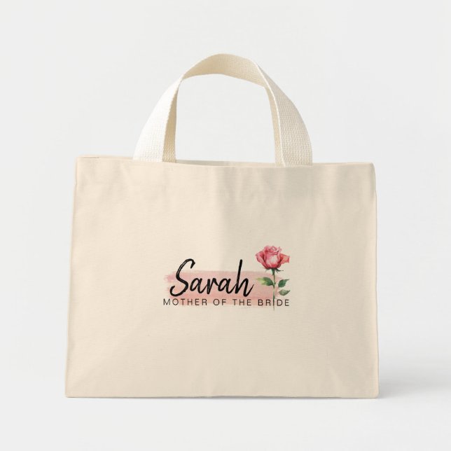 Tote Mini Bolsa Mãe da Noiva Rosa Cor-de-Rosa - Personalizar (Frente)