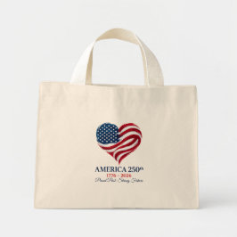 Tote Mini Bolsa Pequena Coração da Bandeira do 250º Aniversá