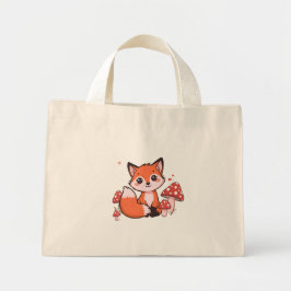 Tote Mini Bolsa Pequena Cute Fox – Lona de Animal da Florest
