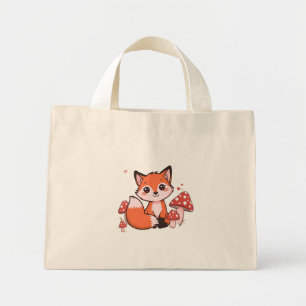 Tote Mini Bolsa Pequena Cute Fox – Lona de Animal da Florest