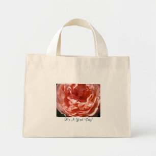 Tote Mini É Um Bom Dia! Bolsa de tecido de rosa cor-de-rosa