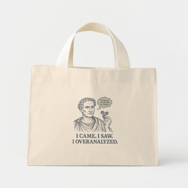 Tote Mini "Eu vim. Eu vi. Eu superanalisei." Bolsa Caesar (Frente)