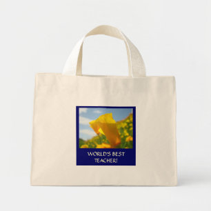 Tote Mini MELHOR PROFESSOR DO MUNDO! Bolsa de Lona POPPIES