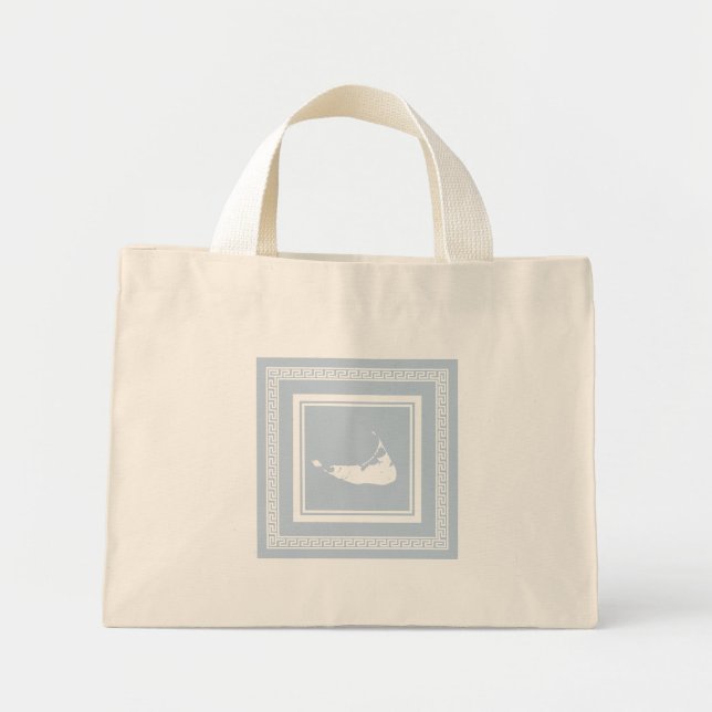 Tote Mini Nantucket Grego Key Bolsa Azul e Branco (Frente)