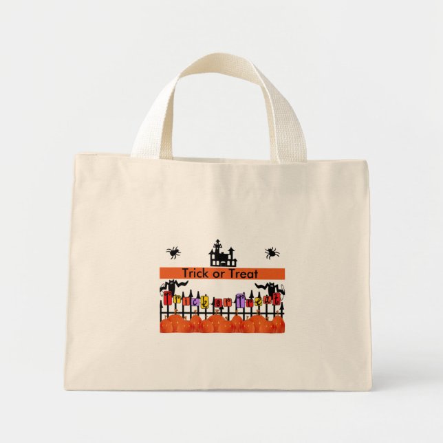 Tote Mini Trick ou Tratar a bolsa de Halloween (Frente)