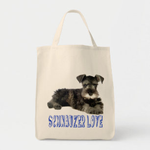 Tote Miniatura Schnauzer Cachorro Adoro Bolsa azul