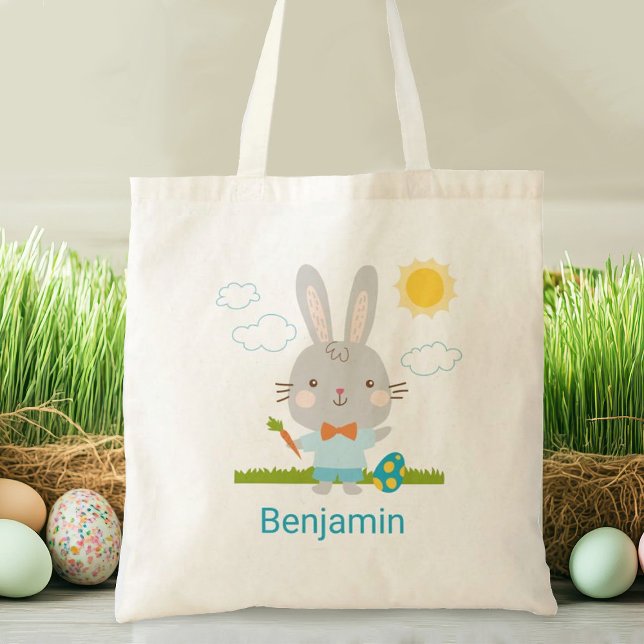 Tote Miúdos - Bolsa de Tota de Coelhinho de Ovo (A cute Easter bunny tote bag. Great for the Easter Egg hunt. Personalize it with your name.)