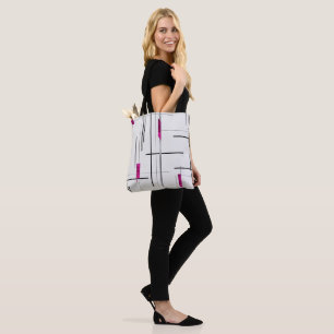 Tote Moderno Abstrato Preto com Acentos Prateados 