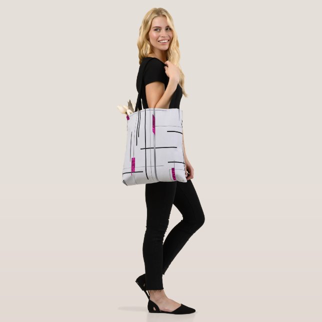 Tote Moderno Abstrato Preto com Acentos Prateados  (No(a) Modelo)