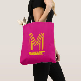 Tote moderno e elegante com monograma em fucsía e