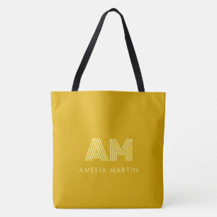 Tote Monograma Amarelo Mostarda Retro e Limão Páli
