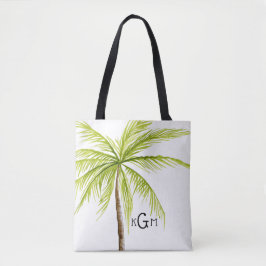 Tote Monograma da Bolsa de praia Tropical Palm Tree