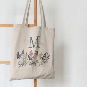 Tote Monograma Flores selvagens Bolsa de compra reutili