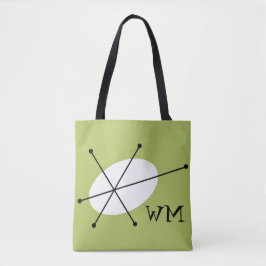 Tote Monograma verde azzle por toda a bolsa