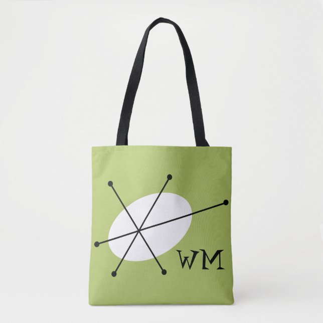 Tote Monograma verde azzle por toda a bolsa (Frente)