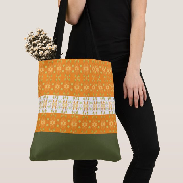 Tote Na moda de Compra de Bolsa em verde e laranja (Close Up)