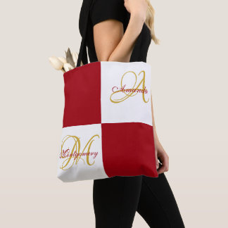Tote Na moda Elegante Moderno Monograma Vermelho Bolsa 