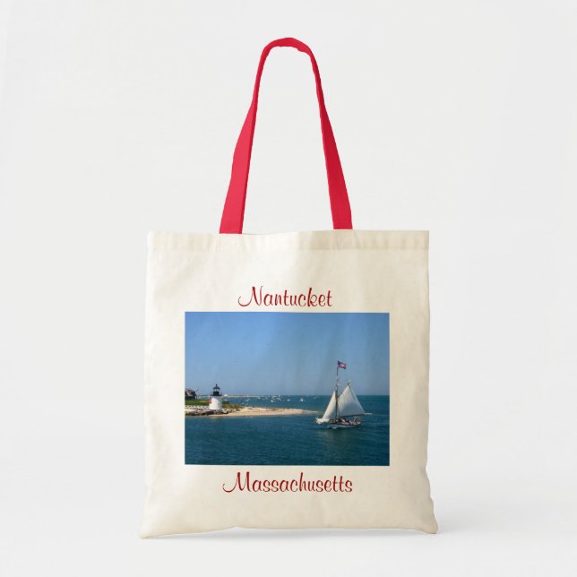 Tote Nantucket Massachusetts Lighthouse & Harbor Bolsa (Frente)