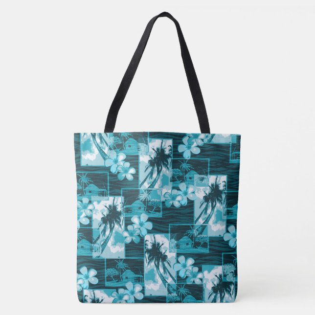 Tote Niihau Island Hawaiian Plumeria Palms Bolsa de pra (Frente)