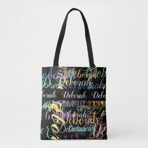 Tote nome colorido único bolsa preto