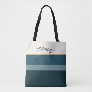 Tote Nome de Assinatura – Estilo Listrado Elegante