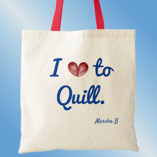 Tote Nome, I (coração) para Quill, Bolsa de Algodão Orç