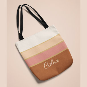 Tote Nome Personalizado Elegante Rosa Desbotado Li