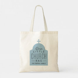 Tote Nossa pequena sacola de igreja azul, bolsa de cúpu