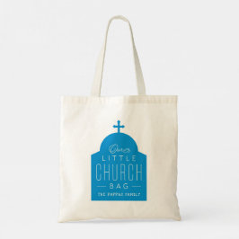 Tote Nossa pequena sacola de igreja azul, bolsa de cúpu