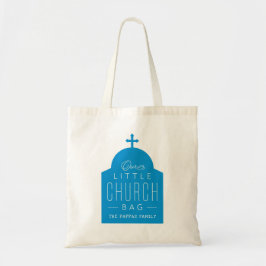 Tote Nossa pequena sacola de igreja azul, bolsa de cúpu