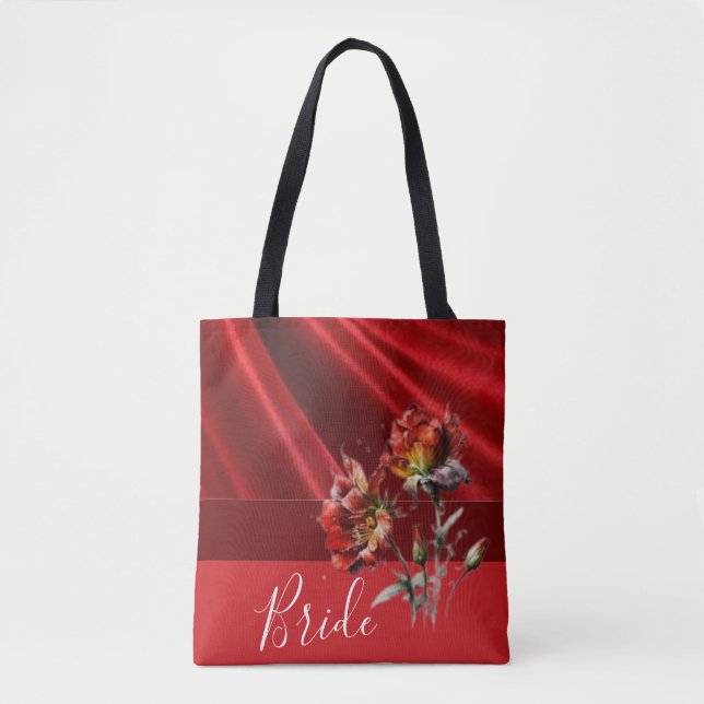 Tote Nupcial Floral Vermelho e Marrom (Frente)