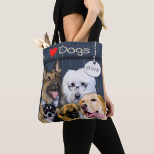 Tote O amor persegue o bolsa - 5 raças do cão - cora