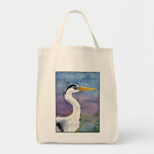 Tote O bolsa azul da compra da garça-real