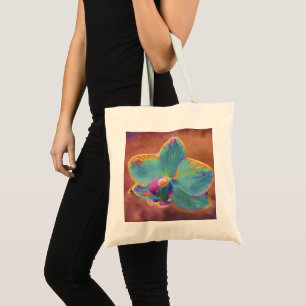 Tote O bolsa azul e roxo da orquídea da pintura