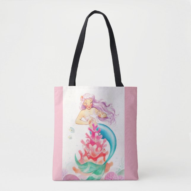 Tote O bolsa bonito cor-de-rosa da sereia (Frente)