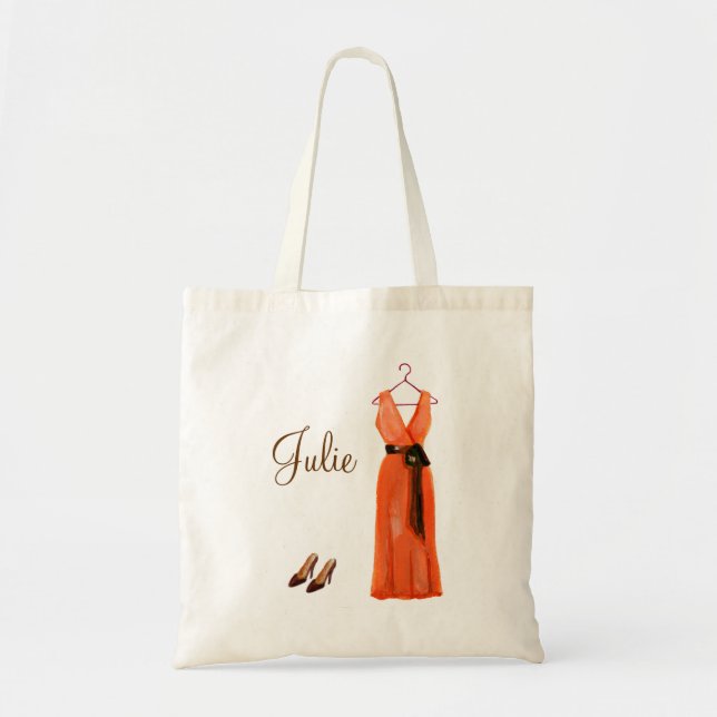 Tote O bolsa carmesim personalizado da dama de honra (Frente)