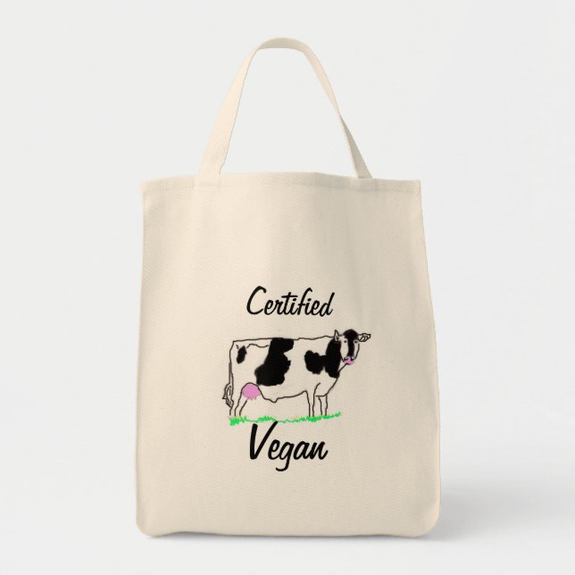 Tote O bolsa certificado do mantimento do Vegan (Frente)
