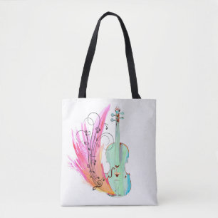 Tote O bolsa colorido bonito do violino da aguarela