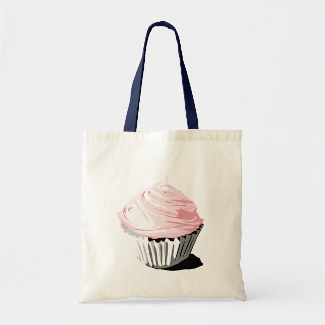 Tote O bolsa cor-de-rosa do cupcake (Frente)