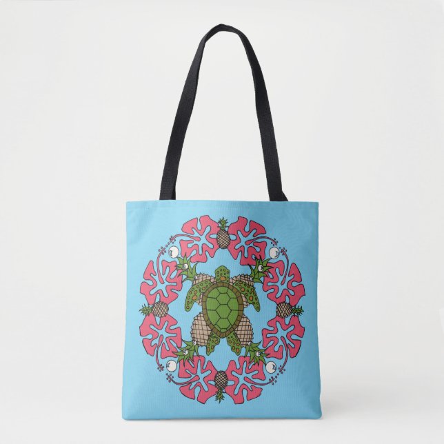 Tote O bolsa da mandala da tartaruga de mar (Frente)