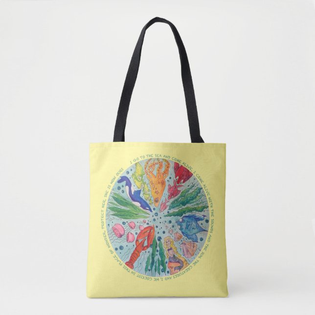 Tote O bolsa da mandala do amante do oceano (Frente)