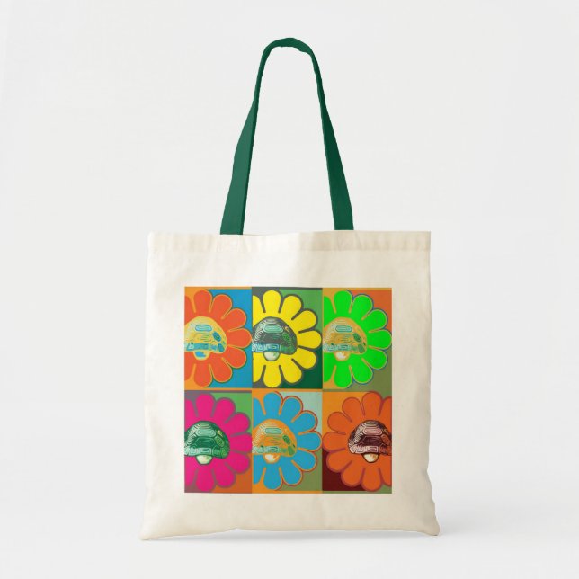 Tote O bolsa da tartaruga do pop art (Frente)